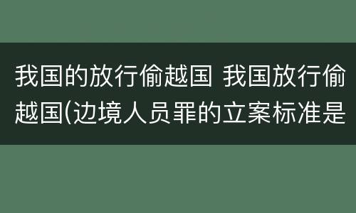 我国的放行偷越国 我国放行偷越国(边境人员罪的立案标准是怎么规定