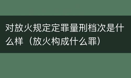 对放火规定定罪量刑档次是什么样（放火构成什么罪）