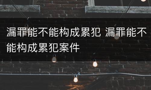 漏罪能不能构成累犯 漏罪能不能构成累犯案件