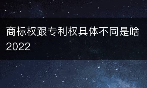 商标权跟专利权具体不同是啥2022