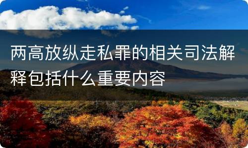 两高放纵走私罪的相关司法解释包括什么重要内容