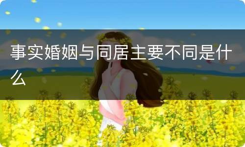 事实婚姻与同居主要不同是什么