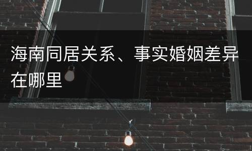 海南同居关系、事实婚姻差异在哪里