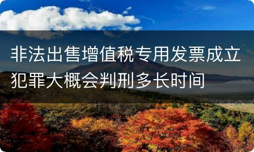 非法出售增值税专用发票成立犯罪大概会判刑多长时间