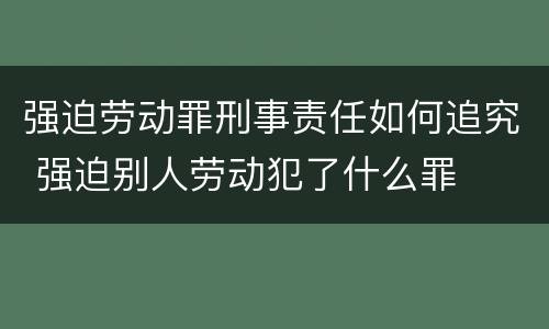 强迫劳动罪刑事责任如何追究 强迫别人劳动犯了什么罪