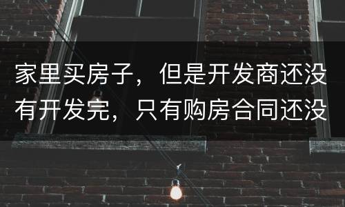 家里买房子，但是开发商还没有开发完，只有购房合同还没给房产证可以买吗