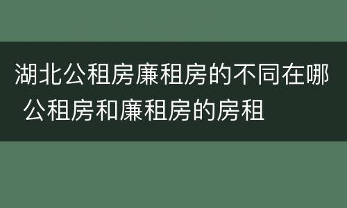 湖北公租房廉租房的不同在哪 公租房和廉租房的房租