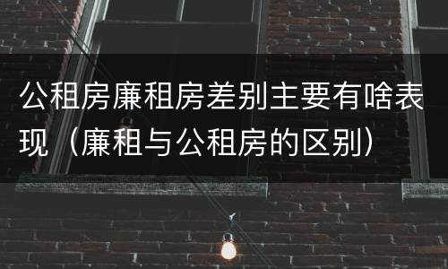 公租房廉租房差别主要有啥表现（廉租与公租房的区别）