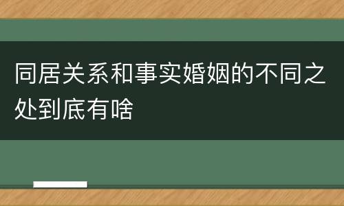 同居关系和事实婚姻的不同之处到底有啥