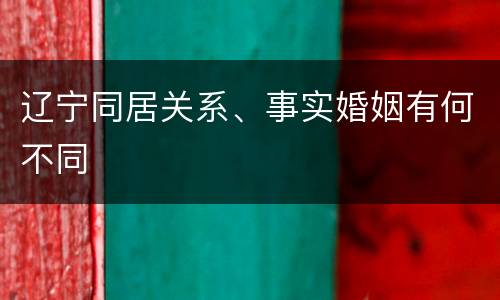 辽宁同居关系、事实婚姻有何不同