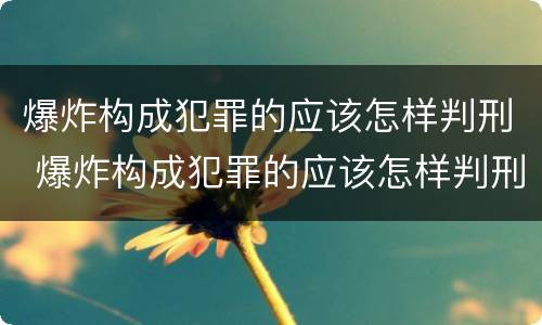 爆炸构成犯罪的应该怎样判刑 爆炸构成犯罪的应该怎样判刑呢