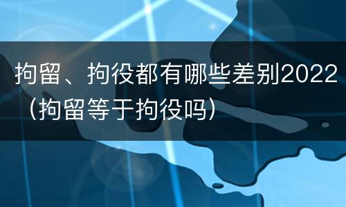 拘留、拘役都有哪些差别2022（拘留等于拘役吗）