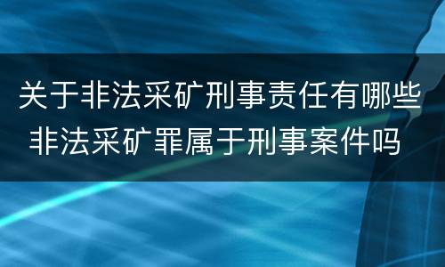 关于非法采矿刑事责任有哪些 非法采矿罪属于刑事案件吗