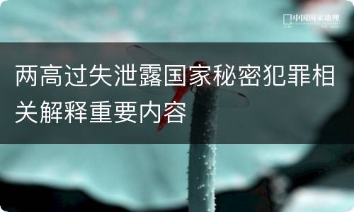 两高过失泄露国家秘密犯罪相关解释重要内容