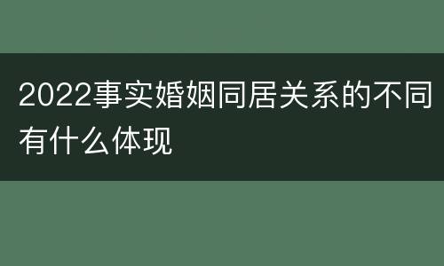 2022事实婚姻同居关系的不同有什么体现