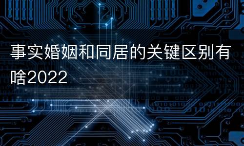 事实婚姻和同居的关键区别有啥2022