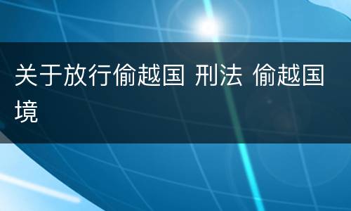 关于放行偷越国 刑法 偷越国境