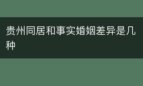 贵州同居和事实婚姻差异是几种