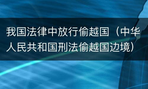 我国法律中放行偷越国（中华人民共和国刑法偷越国边境）