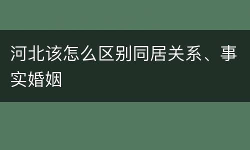 河北该怎么区别同居关系、事实婚姻