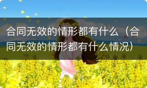 合同无效的情形都有什么（合同无效的情形都有什么情况）