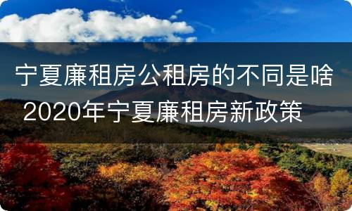 宁夏廉租房公租房的不同是啥 2020年宁夏廉租房新政策