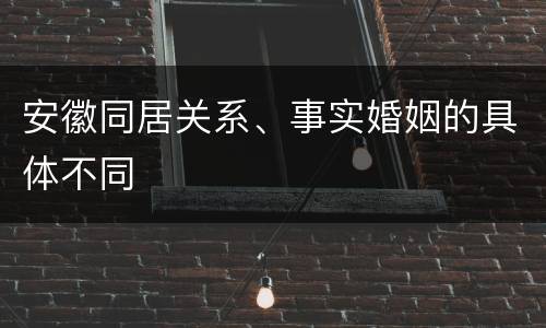 安徽同居关系、事实婚姻的具体不同