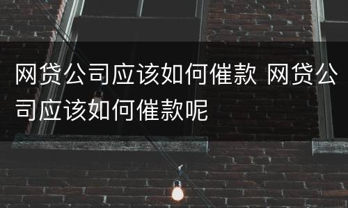 网贷公司应该如何催款 网贷公司应该如何催款呢