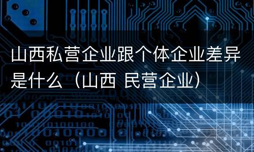 山西私营企业跟个体企业差异是什么（山西 民营企业）