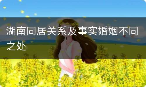 湖南同居关系及事实婚姻不同之处