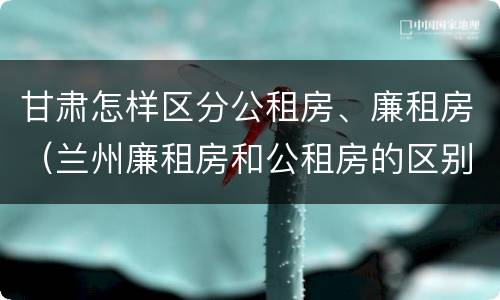 甘肃怎样区分公租房、廉租房（兰州廉租房和公租房的区别）