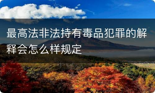 最高法非法持有毒品犯罪的解释会怎么样规定