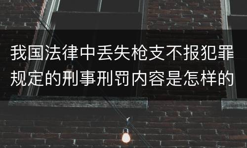 我国法律中丢失枪支不报犯罪规定的刑事刑罚内容是怎样的