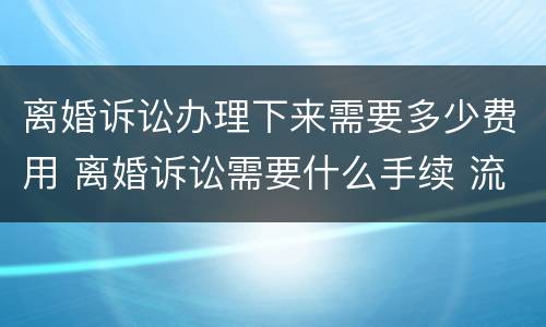 离婚诉讼办理下来需要多少费用 离婚诉讼需要什么手续 流程2021