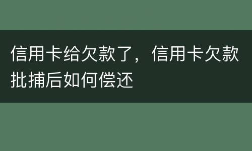 信用卡给欠款了，信用卡欠款批捕后如何偿还