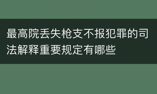 最高院丢失枪支不报犯罪的司法解释重要规定有哪些