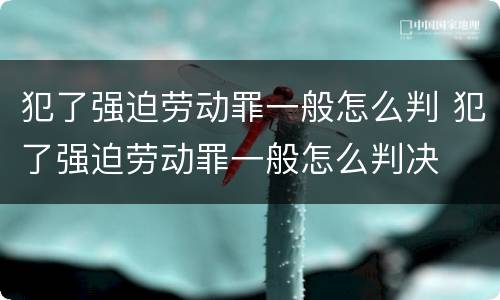 犯了强迫劳动罪一般怎么判 犯了强迫劳动罪一般怎么判决