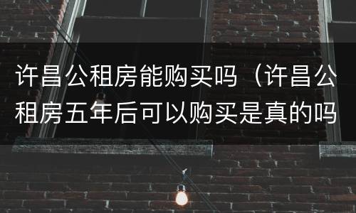 许昌公租房能购买吗（许昌公租房五年后可以购买是真的吗?）