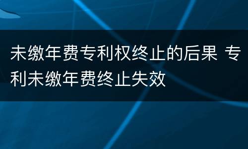 未缴年费专利权终止的后果 专利未缴年费终止失效