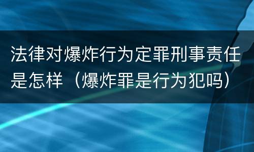 法律对爆炸行为定罪刑事责任是怎样（爆炸罪是行为犯吗）