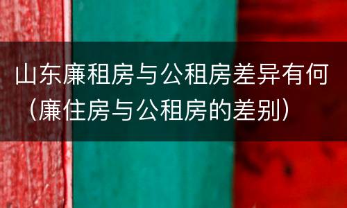 山东廉租房与公租房差异有何（廉住房与公租房的差别）