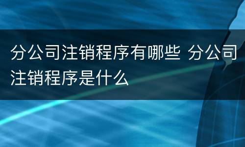 分公司注销程序有哪些 分公司注销程序是什么