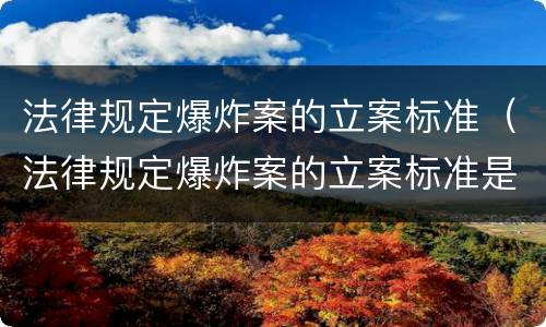 法律规定爆炸案的立案标准（法律规定爆炸案的立案标准是什么）