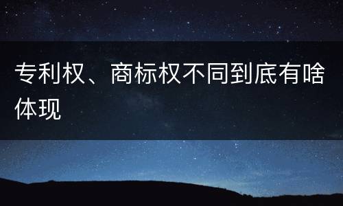 专利权、商标权不同到底有啥体现