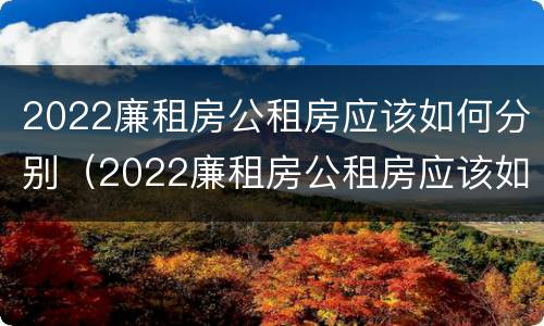 2022廉租房公租房应该如何分别（2022廉租房公租房应该如何分别申请）