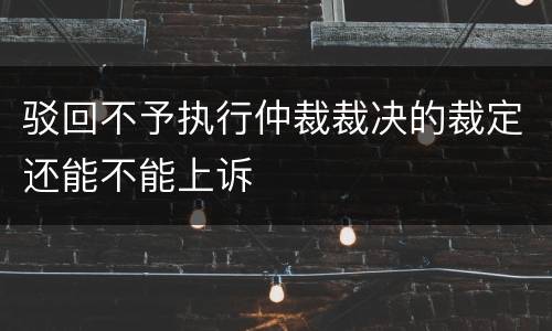 驳回不予执行仲裁裁决的裁定还能不能上诉