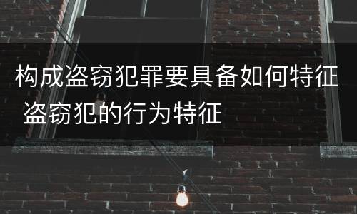 构成盗窃犯罪要具备如何特征 盗窃犯的行为特征