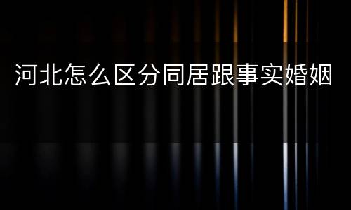 河北怎么区分同居跟事实婚姻