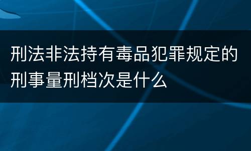 刑法非法持有毒品犯罪规定的刑事量刑档次是什么