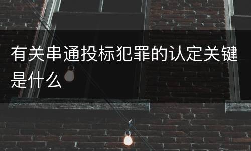 有关串通投标犯罪的认定关键是什么